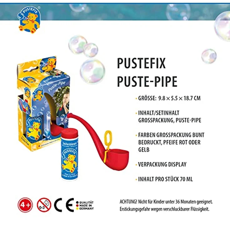 Pustefix Puste-Pipe I 70 ml Seifenblasenwasser I Seifenblasen Spielzeug für Kindergeburtstag, Polterabend, Sommerparty & Hochzeit I Pfeife für Kinder & Erwachsene – Bild 5