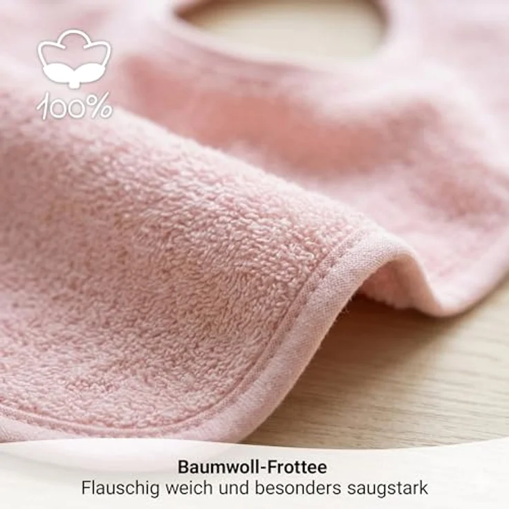 Wörner Riesen-Lätzchen Rosa, 2er Set mit Druckknopf, 100% Baumwolle, 30 x 45 cm – Bild 3