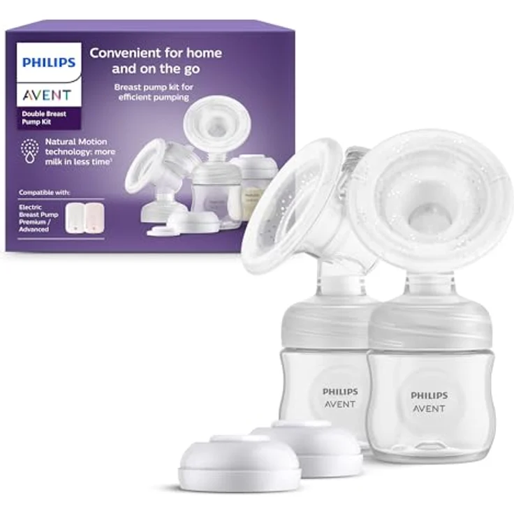 Philips AVENT Doppelmilchpumpen-Kit SCF335/12, 9-teilig mit Natural Motion Technologie, einfache Reinigung, transparent – Bild 1