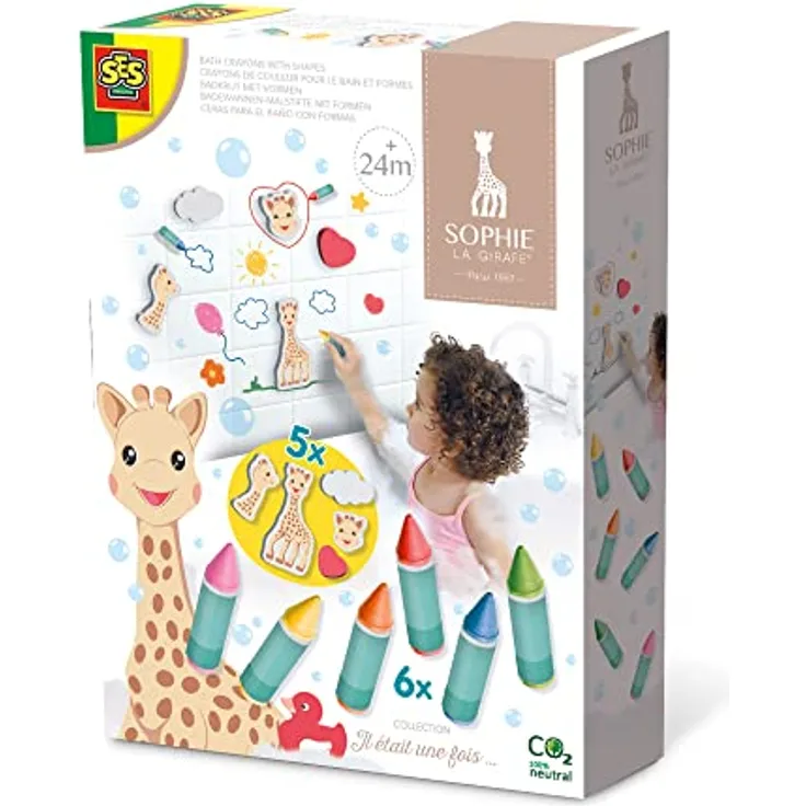SES 14498 Sophie la Girafe-Badewannen-Wachsmalstifte mit Formen