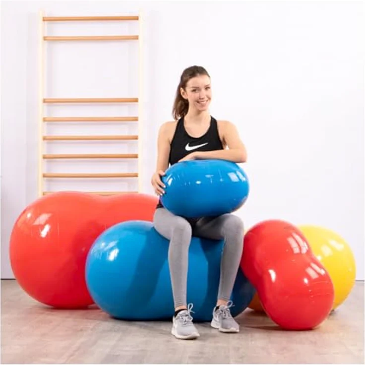 Gymnic Physio-Roll Gymnastikball Doppelball, 130 cm, rot, belastbar bis 300 kg, latexfrei – Bild 4
