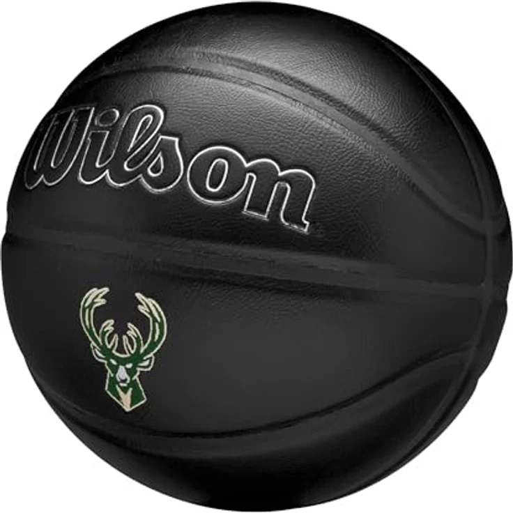 Wilson NBA Basketball Milwaukee Bucks, Lederverbundstoff mit gesticktem Mannschaftswappen, für den Innenbereich – Bild 3
