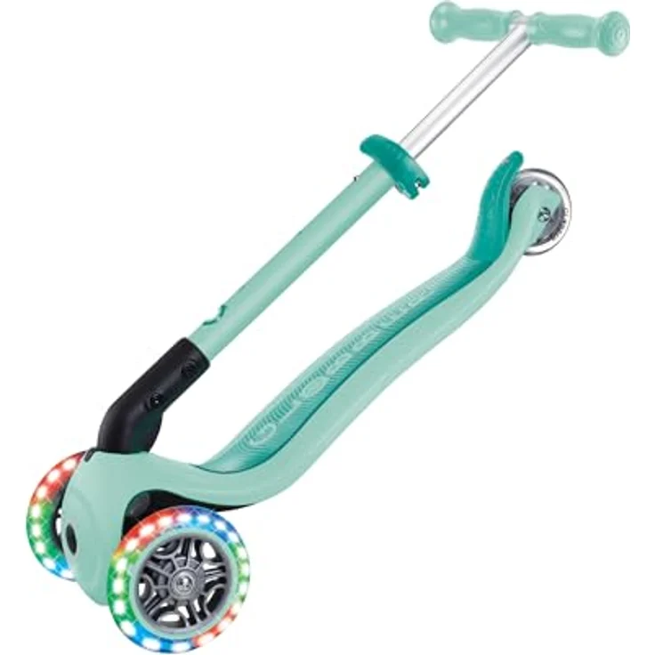 GLOBBER JUNIOR FOLDABLE LIGHTS, 3-rädriger Tretroller mit LED-Leuchtrollen, ABEC 9, klappbar, mint – Bild 6