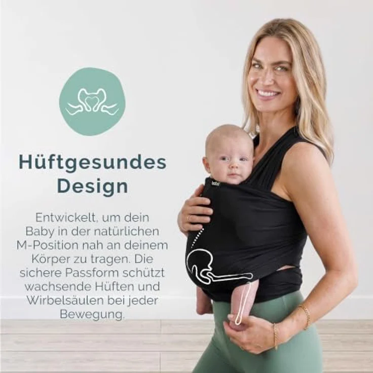 Boba Freedom Together Babytragetuch, Leichte & Atmungsaktive Babytrage aus Elastischem Mesh für Neugeborene und Kleinkinder (3,2–15,9 kg), Schwarz – Bild 4