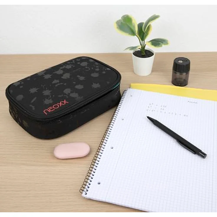 neoxx Schreibgeräteetui Schlamperbox Dunk Splash Black, mit recyceltem Innenfutter aus PET-Flaschen, ideal für Schule und Kreative – Bild 5