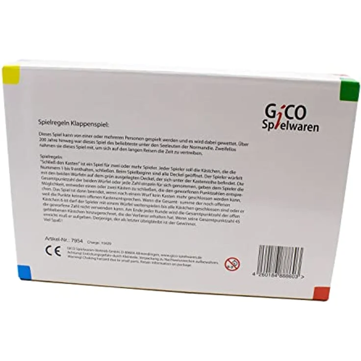 GICO Shut The Box Spiel/Klappenspiel aus Holz - Hochwertige Spielkassette mit Klappen von 1-9, für Kinder und Erwachsene, Original GICO Markenartikel, 24 x 17 x 2,5 cm – Bild 4