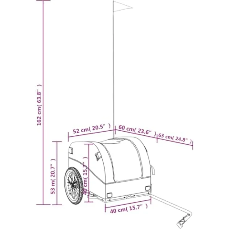 vidaXL Fahrradlastenanhänger Schwarz 30 kg Eisen, Robustes Material und Cleveres Design – Bild 4