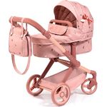 Bayer Design Puppenwagen Xeo, wandelbar als Puppenjogger mit höhenverstellbarem Griff, Schwenkschieber, integrierter Tasche und Korb, rosa