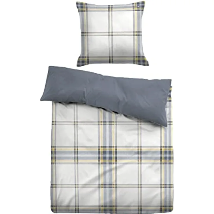 TOM TAILOR 0067638 Bettwäsche Garnitur mit Kopfkissenbezug Baumwoll Satin - Chalet 1x 155x220 cm + 1x 80x80 cm, Limone