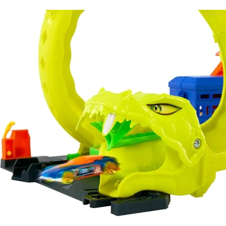 Mattel Hot Wheels Spielset City Snake Gas Station, Schlangen-Spiralattacke mit zwei Spielmöglichkeiten – Bild 5