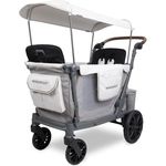 Wonderfold L2 Geschwisterwagen, Kompakter Bollerwagen für 2 Kinder mit 360°-Rädern und Klappmechanismus, grau