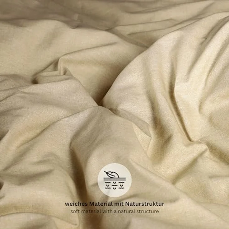 Esprit Home NEU! Premium Bettwäsche 155 x 220 cm Baumwolle 2teilig - Beige - inkl. einem Kopfkissenbezug 80x80cm, Sportlicher UNI Look und ESPRIT Logostickerei – Bild 5