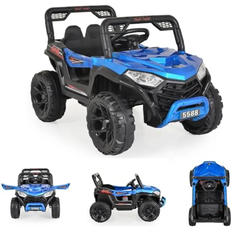 Moni Buggy Fast UTV 5588, Kinder Elektroauto mit Fernbedienung, MP3 und USB, für 3-10 Jahre, blau