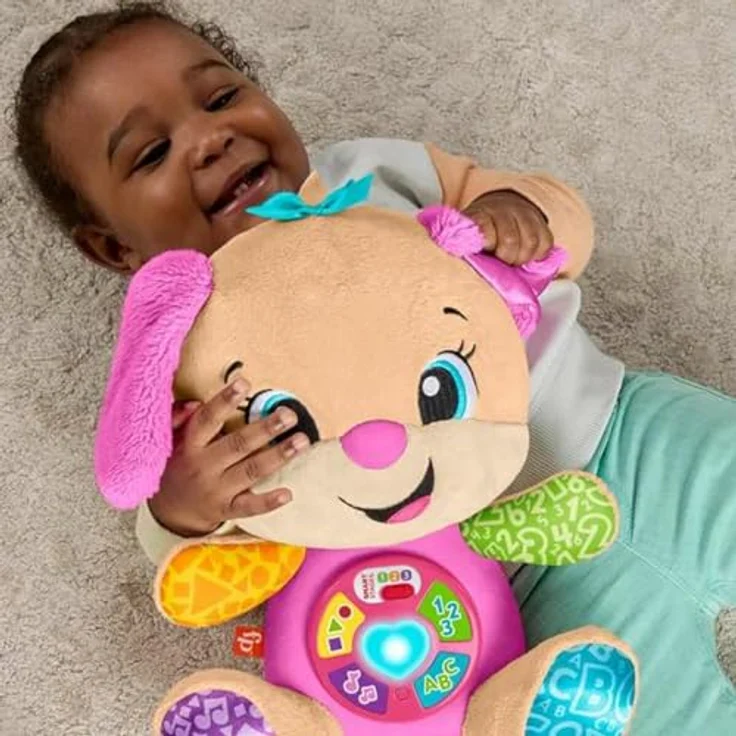 Fisher-Price Laugh & Learn JFD35, Interaktives Lernspielzeug für Babys, mehrsprachige Inhalte in Italienisch, Spanisch, Portugiesisch und Englisch, aus kuscheligem Material – Bild 2