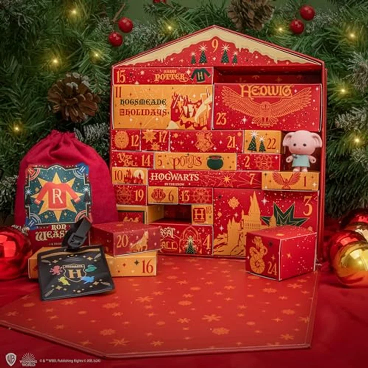 Cinereplicas - Harry Potter Deluxe Adventskalender 2024 - Offizielle Lizenz, Hardcover-Box mit Hogwarts-Häuser-Cover und exklusiven Geschenken – Bild 4