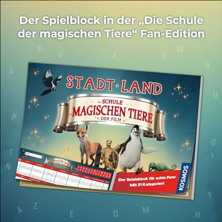 Kosmos 684372 Stadt Land Die Schule der magischen Tiere, Spielblock zum Film, Stadt Land Fluss - Kartenspiel für Mädchen und Jungen ab 8 Jahren – Bild 3