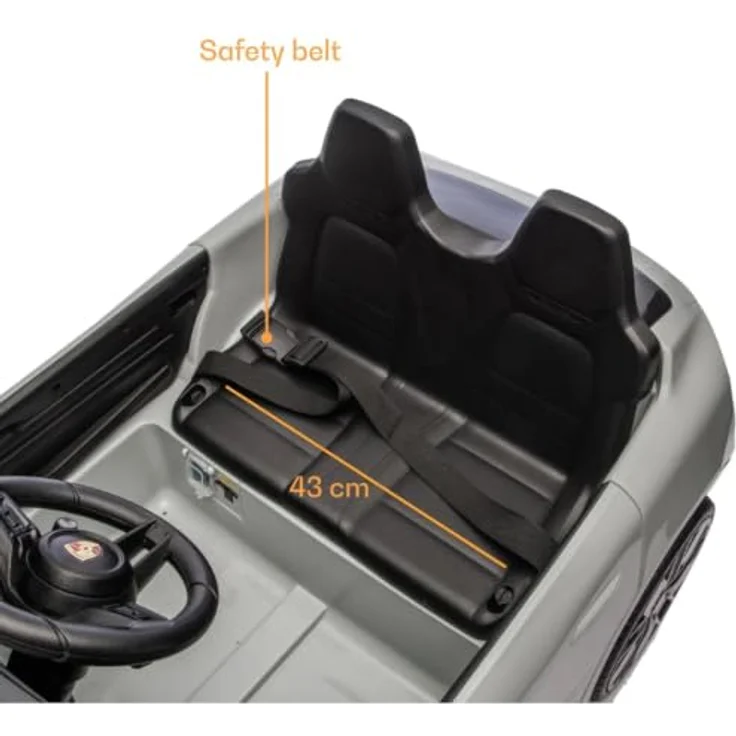 Vrooomy Porsche Macan Turbo Kinder Elektro Auto, 12V mit Fernbedienung, Soft-Start, EVA-Rädern und Bluetooth, Nardo Grau, für 1 bis 6 Jahre – Bild 8