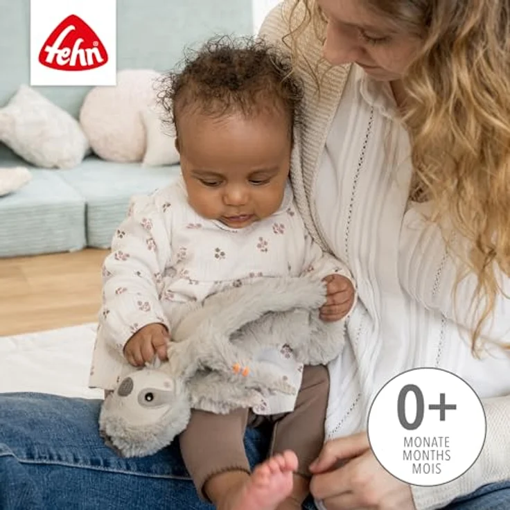 Fehn Schmusetuch Faultier, Kuschelweiches Stofftier-Schnuffeltuch, Einschlafhilfe & Spielkamerad für Babys, 33 cm, Maschinenwaschbar – Bild 3
