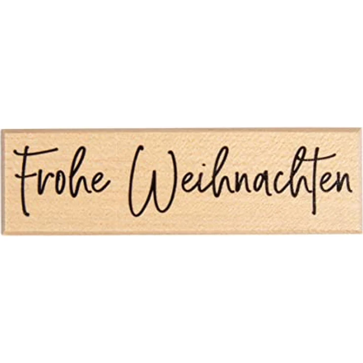 Rayher Stempel Holz "Frohe Weihnachten", 3 x 10 cm, Holzstempel Weihnachten, hochwertiges Ahornholz, für Karten, Umschläge, Geschenke, Butterer Stempel, Naturkautschukplatte, 29241000 – Bild 2