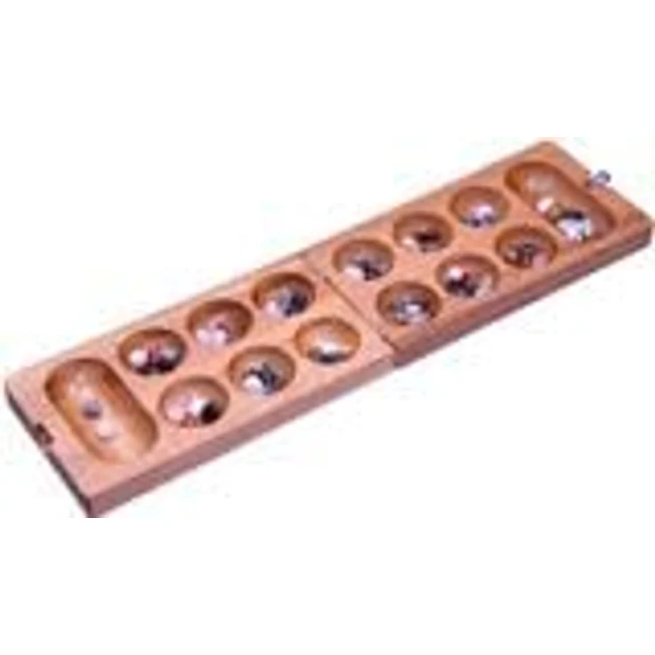 LOGOPLAY Kalaha Spiel für 2 Spieler, Strategiespiel mit Stoffbeutel, 75 Edelsteine, Spielfeld 14 x 49 cm aus Samena-Holz – Bild 5
