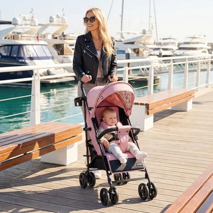 TULANO Kinderwagen Davos 35, Kombikinderwagen mit kompakt Design und Extras, rosa – Bild 9