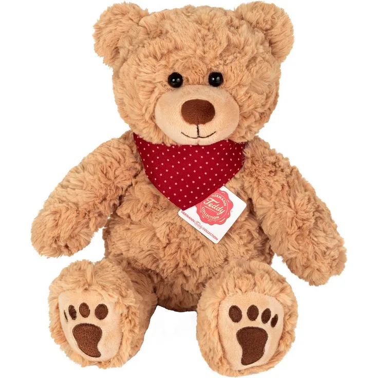 Teddy Hermann® Kuscheltier Teddy Curtis mit Halstuch 30 cm, weicher Plüsch und kindersichere Verarbeitung
