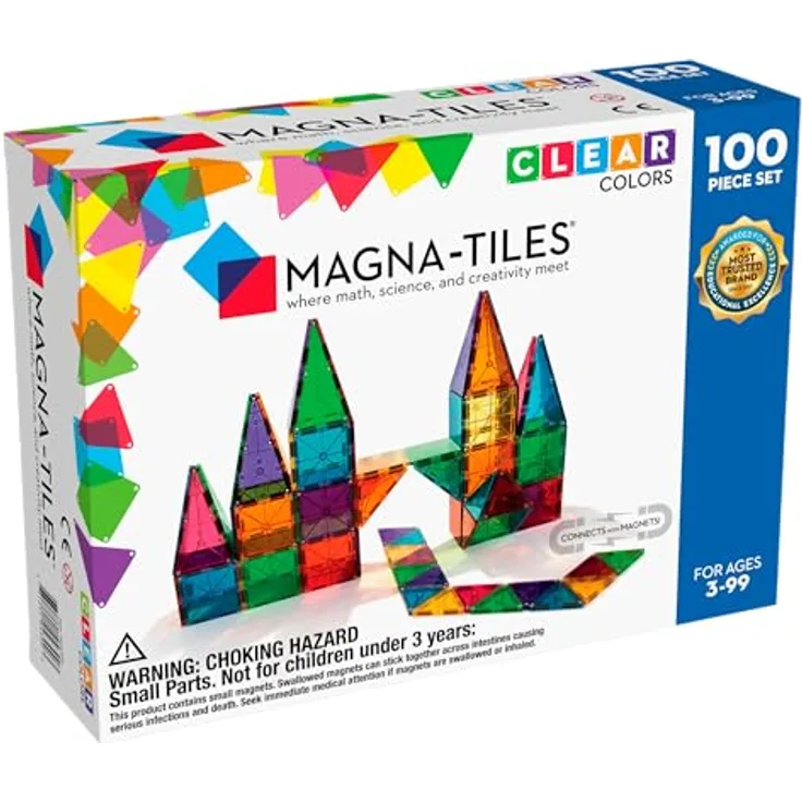 Magna-Tiles Magna-Fliesen, transluzente Farben, 100 Stück für kreatives Basteln und Spielen