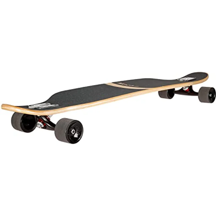 Mach1 Bambus Longboard mit Keramik Kugellager + T-Tool - Skateboard Drop Through Cruiser Komplettboard - 2852, symmetrisch gestaltet mit Camber für verbesserten Schwung - Bambus/Ahorn, 106 cm, 80A-Rollen - Schwarz/Grau – Bild 4