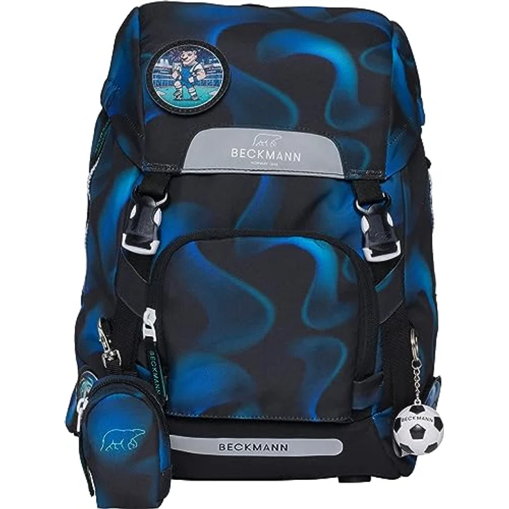 Beckmann Schulranzen Classic, 6tlg. Set in Blau, inkl. Sportrucksack, Federmäppchen und Schlamperrolle, ergonomisch – Bild 3