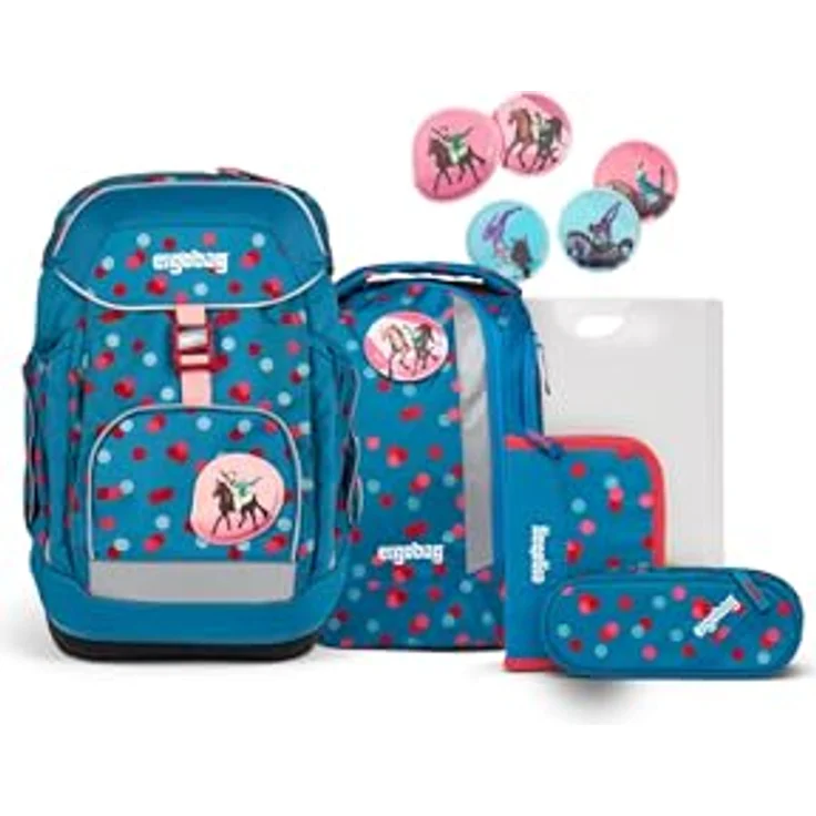 ergobag Schulrucksack Maxi (5tlg), ergonomisch, 100% recyceltes PET, mit Federmäppchen und Sportrucksack, blau – Bild 2