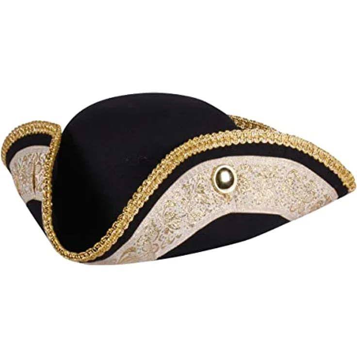 Thetru Kostüm Zubehör Dreispitz Hut schwarz gold Karneval Fasching Gr. 61