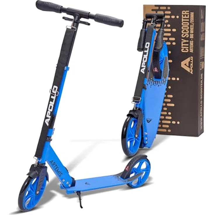 Apollo Artemis City Roller, Höhenverstellbarer Scooter mit großen Rädern, klappbar, für Kinder ab 6 Jahre - blau