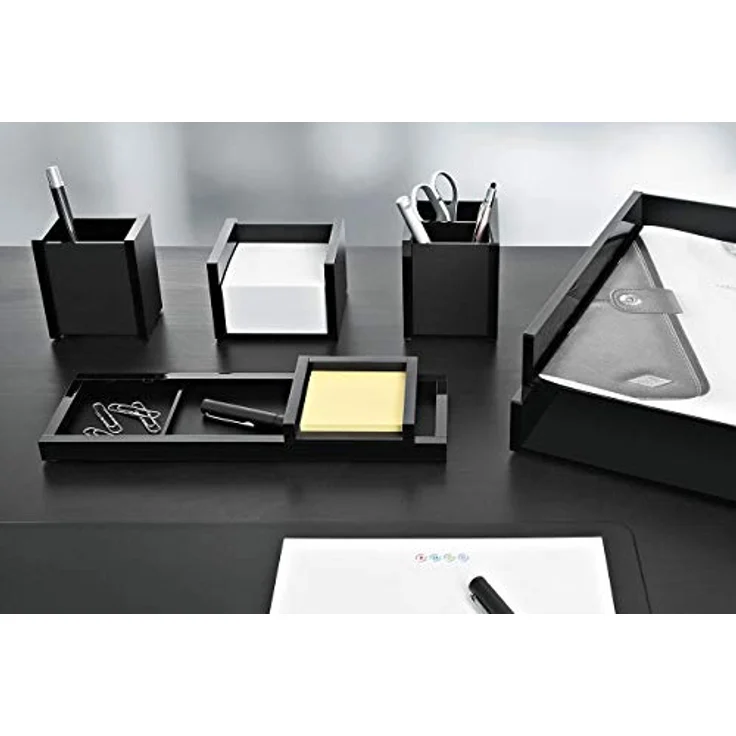 Wedo 634001 Stiftköcher Black Office aus Acrylglas, Gummifüße 8, 7 x 6 x 9, 7 cm, im Geschenkkarton, Schwarz – Bild 2