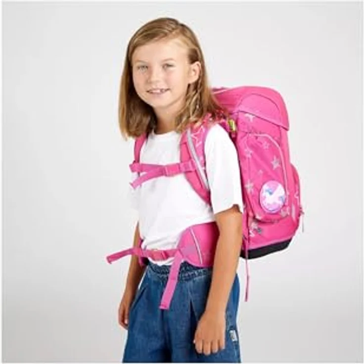 ergobag Schulranzen Cubo (5tlg., rot/schwarz), ergonomisch, mit Sportbeutel, Federmäppchen, Schlampermäppchen, Kletties und Recycling-Material – Bild 9