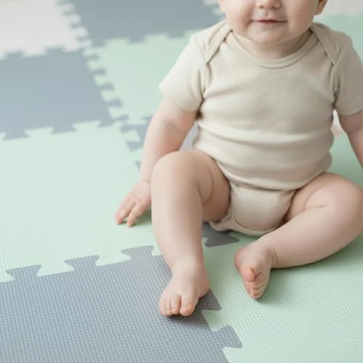 LittleTom Spielmatte Baby Puzzlematte Blau & Mint - 18-teilig, 30x30 cm, EVA Schaumstoff, rutschfest, anti-allergen, Krabbelmatte für Kinderzimmer – Bild 5