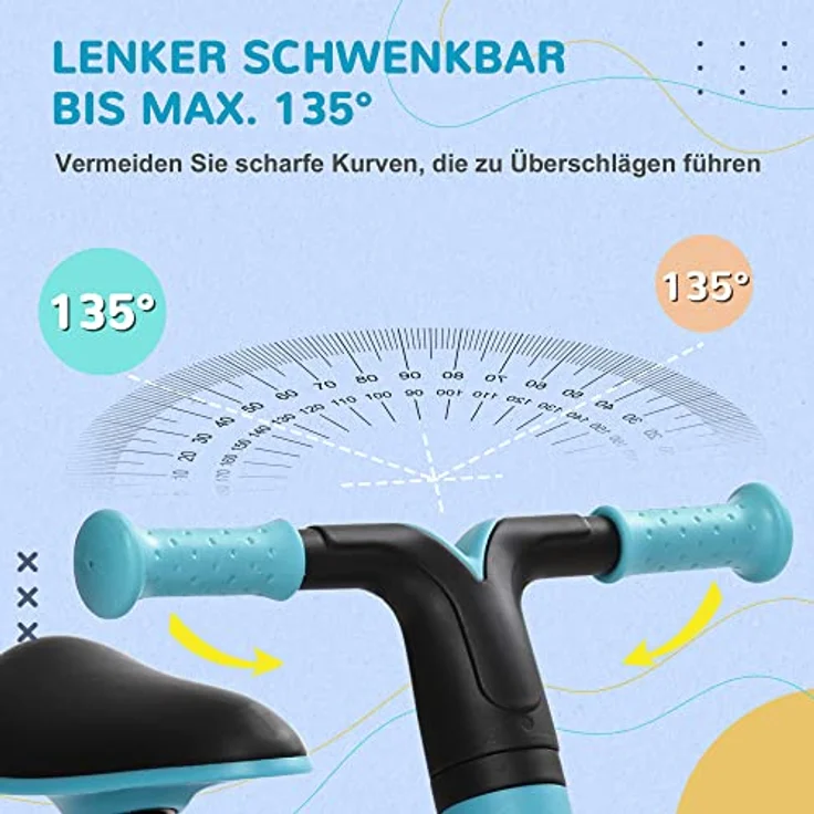 AIYAPLAY Laufrad für Kinder, Kinderrad ohne Pedal, Lauffahrrad für 1,5-3 Jahre Kinder, Rutschrad mit Höhenverstellbarem Sitz, Spielzeug als Geschenke, Blau – Bild 3
