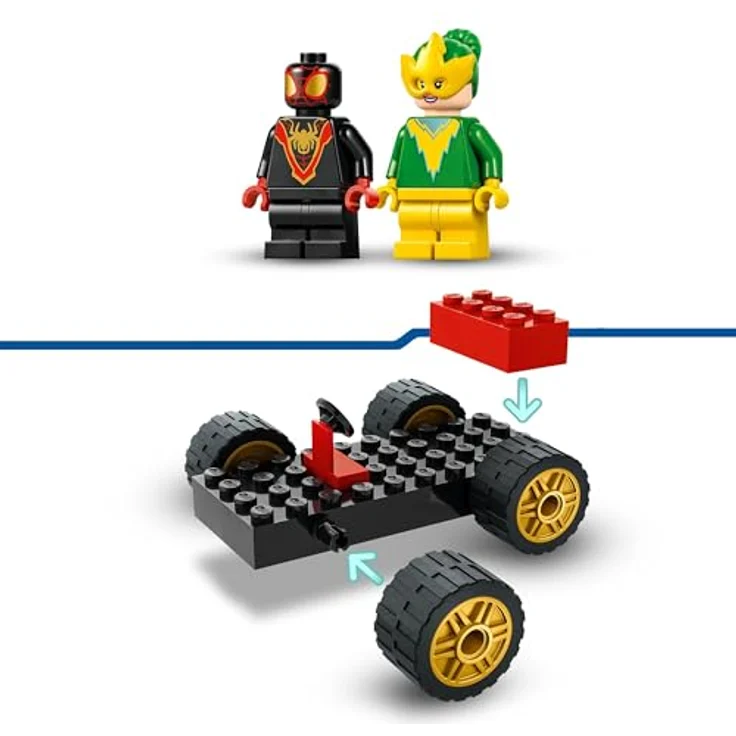LEGO Marvel Spidey und Seine Super-Freunde Spideys Bohrfahrzeug Spielzeug mit Spider-Mans Auto und 2 Figuren für Kinder ab 4 Jahren, basiert auf der TV-Serie, Geschenk für Jungs und Mädchen 10792, Baubares Auto-Spielzeug mit Bohrer, Miles „Spin“ Morales und Electro, LEGO 4+ Set – Bild 4
