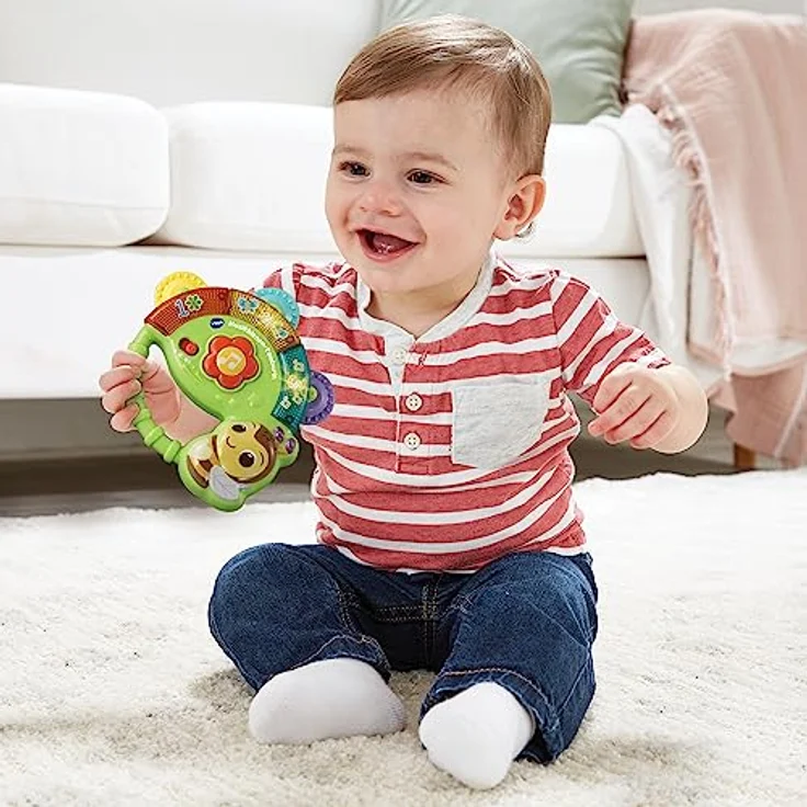 VTech Baby Musikbienen-Tamburin – Musik-Spielzeug mit Zahleninhalten, lustigen Geräuschen, Sätzen und Liedern – Für Kinder von 3-36 Monaten – Bild 3