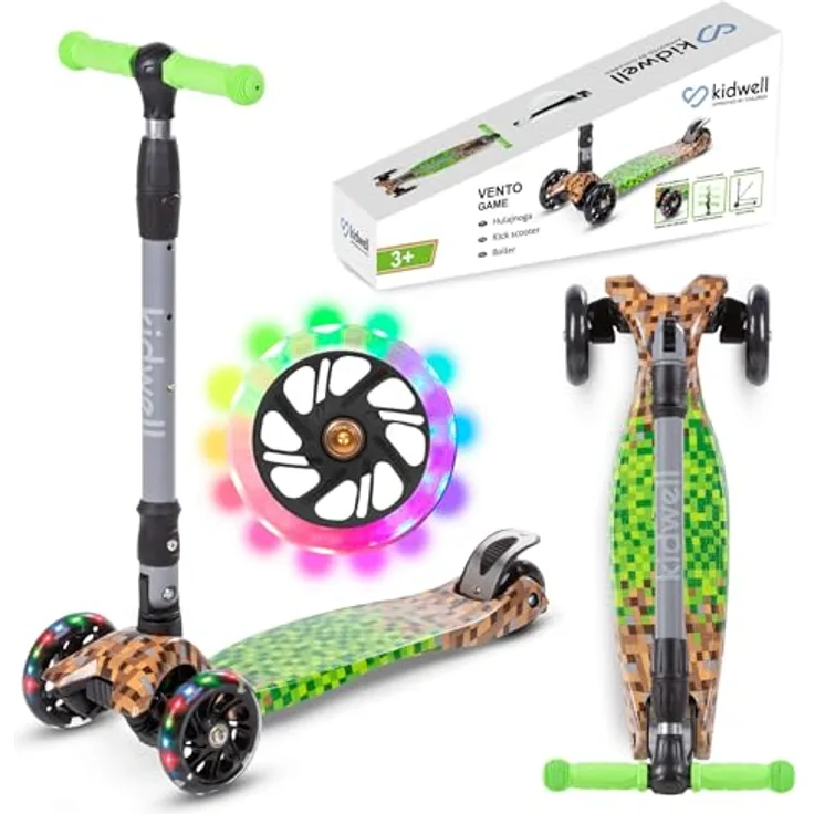 COIL Kinderroller VENTO, Dreiradscooter mit LED-Rädern und ABEC-7-Lager, Game