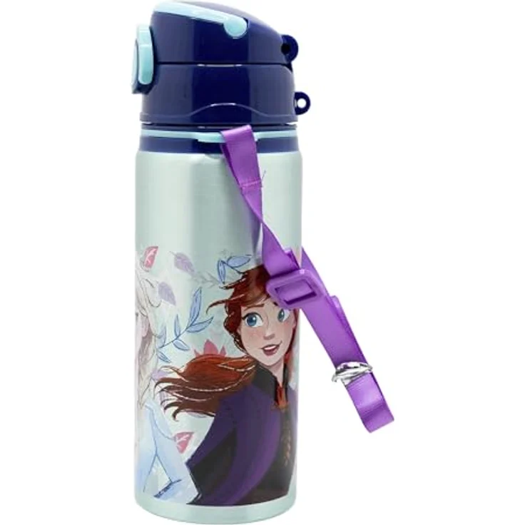 Stor Wiederverwendbare Pop Up Flasche aus Aluminium 730 ml mit Schultergurt | Frozen Snow Tale, BPA-frei, offizielles Lizenzprodukt – Bild 2