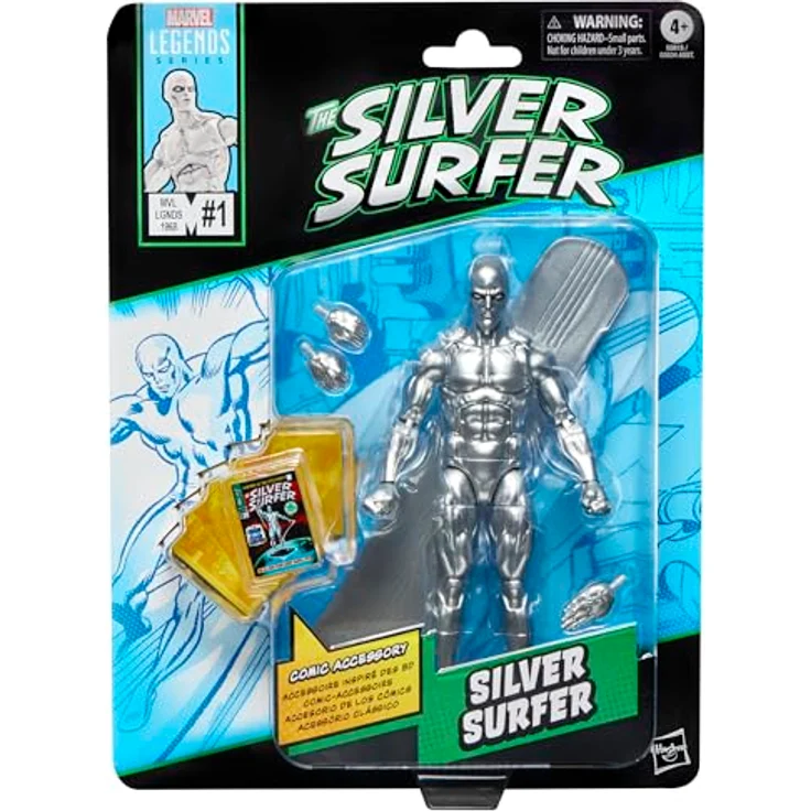 Marvel Legends Series Silver Surfer, 15 cm Action-Figur mit Comicbuch-Accessoire und 6 austauschbaren Händen – Bild 1