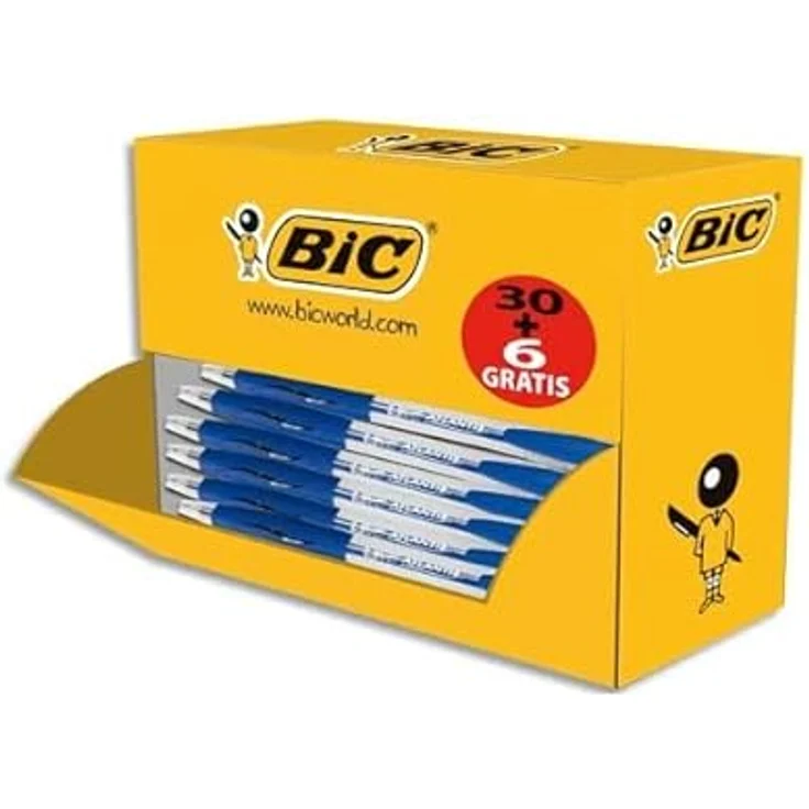 Bic Atlantis Classic, Nachfüllbarer Kugelschreiber mit Clip, ergonomischer Gummigriff, Blau, 36 Stück – Bild 4