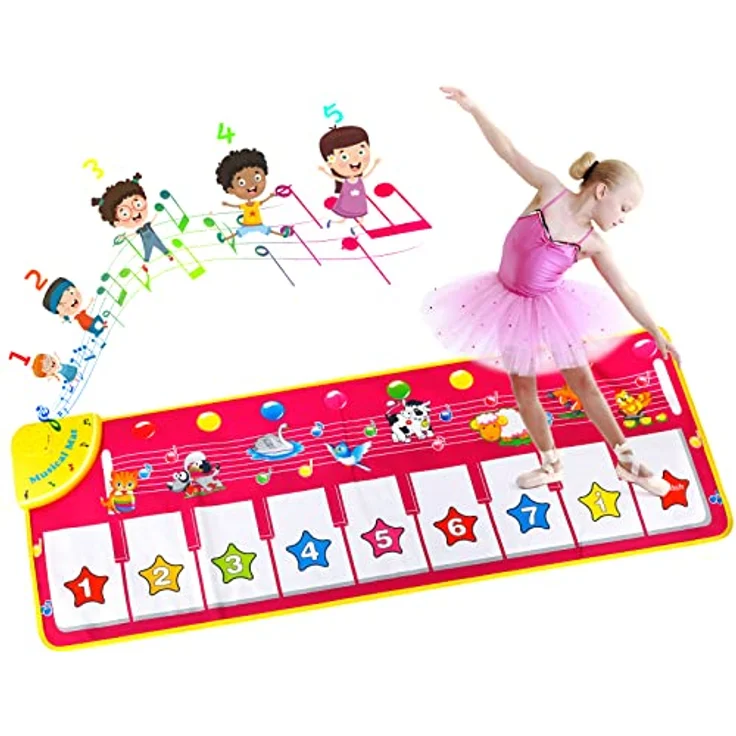 EXTSUD Klaviermatte,Kinderspielzeug Geschenk für Jungen Mädchen,Kleinkind Tanzmatten,Baby Spielzeug ab 1 Jahr Geschenk, Mädchen Instrumenten Klaviertastatur Keyboard Musikmatte – Bild 2