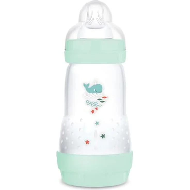 MAM Easy Start Anti-Colic Babyflasche (260 ml), Milchflasche mit Bodenventil gegen Koliken & Sauger Größe 1, 0+ Monate, Wal – Bild 1