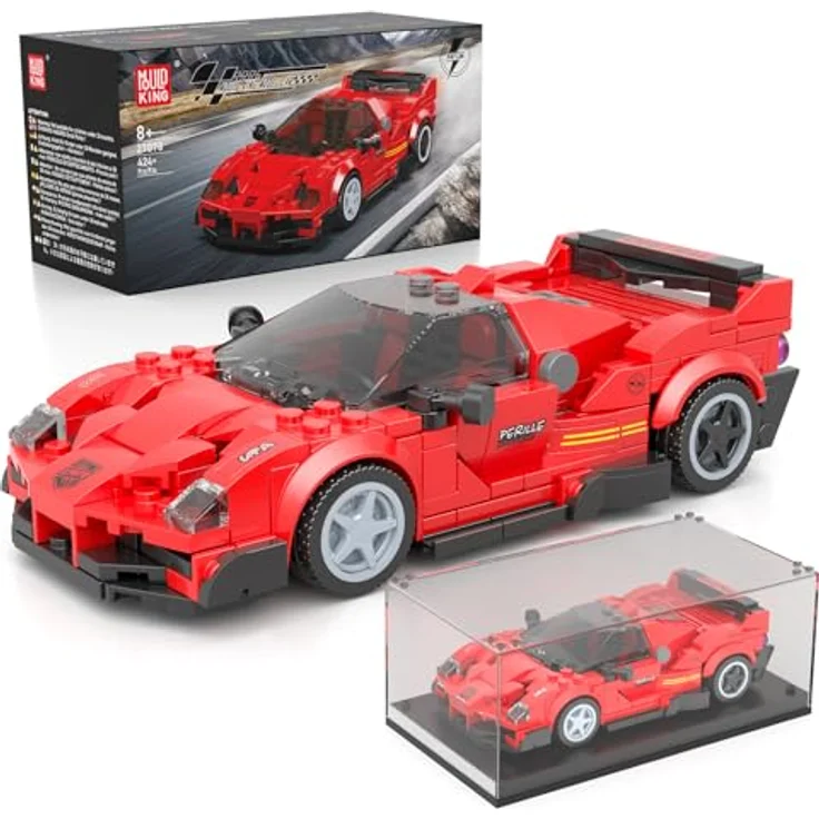 Mould King 27078 Technik Speed Champion Rennwagen, Bausteine F4T LM mit 424 Teilen, inklusive Acryl Vitrine, kompatibel mit anderen Marken – Bild 1
