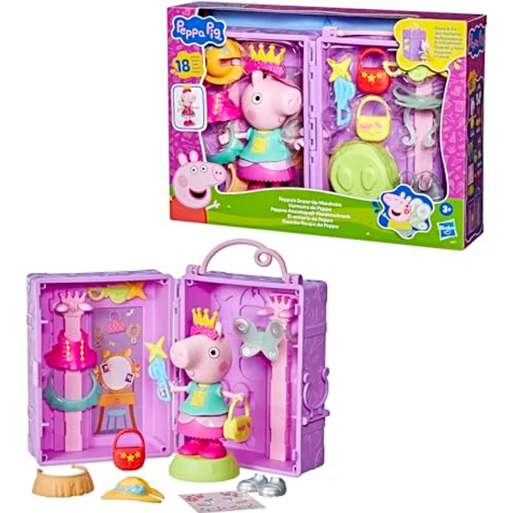 Hasbro Peppa Pig Peppas Anziehspaß-Kleiderschrank, Spielset mit 15 cm Peppa Figur, 14 Accessoires, drehbarem Ständer und Aufklebern,für Kinder ab 3 Jahren – Bild 14
