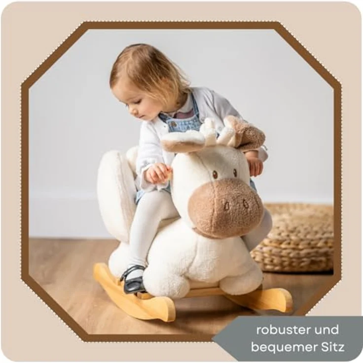 Nattou Schaukeltier Esel Ecru, Kuscheliges Schaukeltier zur Förderung von Motorik und Gleichgewicht für Kinder von 10 bis 36 Monaten – Bild 5