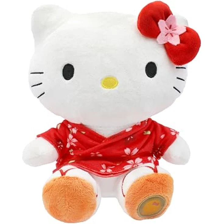 Joy Toy Hello Kitty mit Kimono, Plüschtier aus 100% recyceltem Material, 14x13x24 cm, in wiederverwendbarer Verpackung – Bild 1