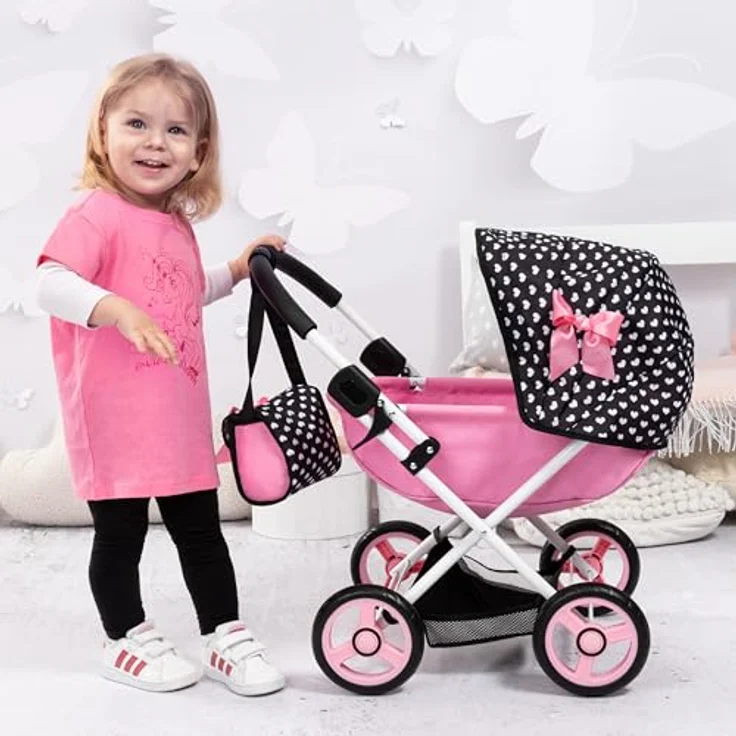 Bayer Design 12760AA Puppenwagen Cosy, modern, zusammenklappbar, inklusive Tasche, Bettdecke und Kissen, für Puppen bis 46 cm, 63x34x58 cm – Bild 2
