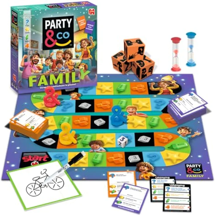 Jumbo Party & Co. Family, Brettspiel für die ganze Familie, ab 8 Jahren, Wendespielbrett für kurze oder lange Spielrunden – Bild 4